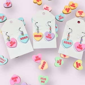 Sweetheart Earrings | Valentine’s Day Earrings |Conversation Hearts | Handmade | Valentine’s Day | Mismatched Earrings | Stainless Steel