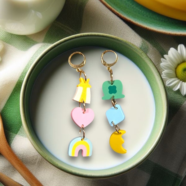 Cereal Marshmallow Earrings | Charms | Lucky | Cereal Earrings | Saint Patrick’s Day Earrings | St. Patty’s Day | Dangle Earrings | Rainbow