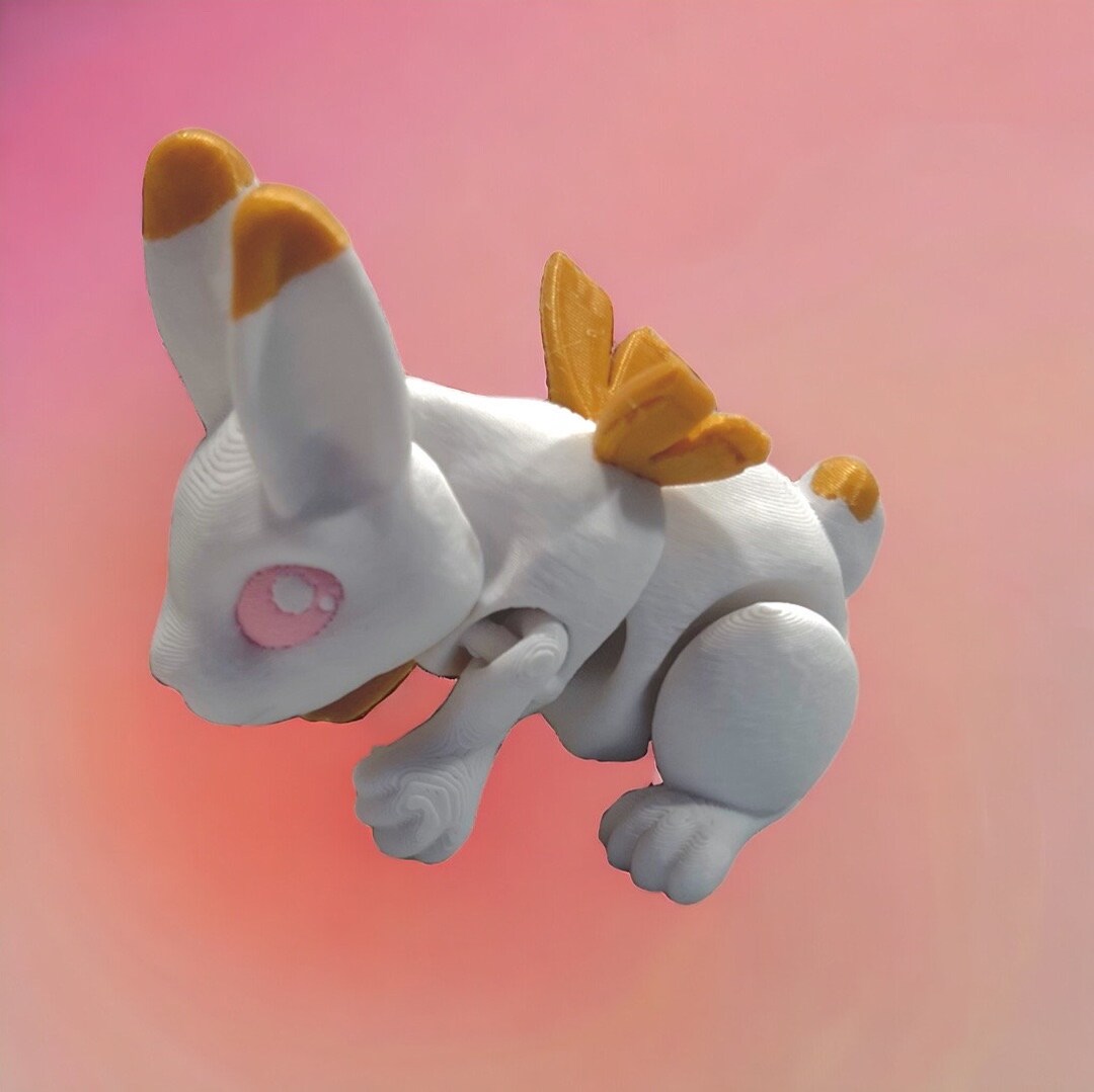 Gold Fairy Bunny Articulated Bunny Toy 3D Printed Bunny Gold and White ...