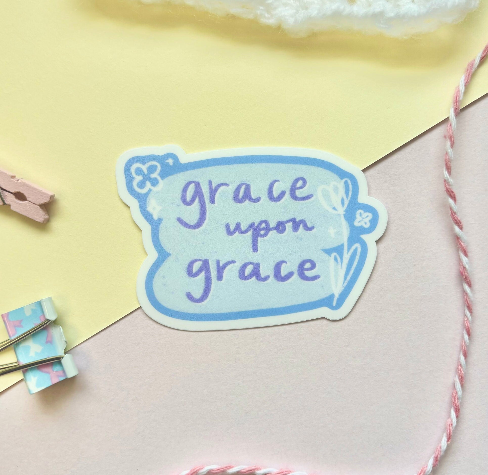 Grace Upon Grace Vinyl Sticker | Waterproof Sticker Christian Bible ...