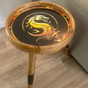 Dragon Resin Side Table: Handmade Mango Wood Gamer Decor
