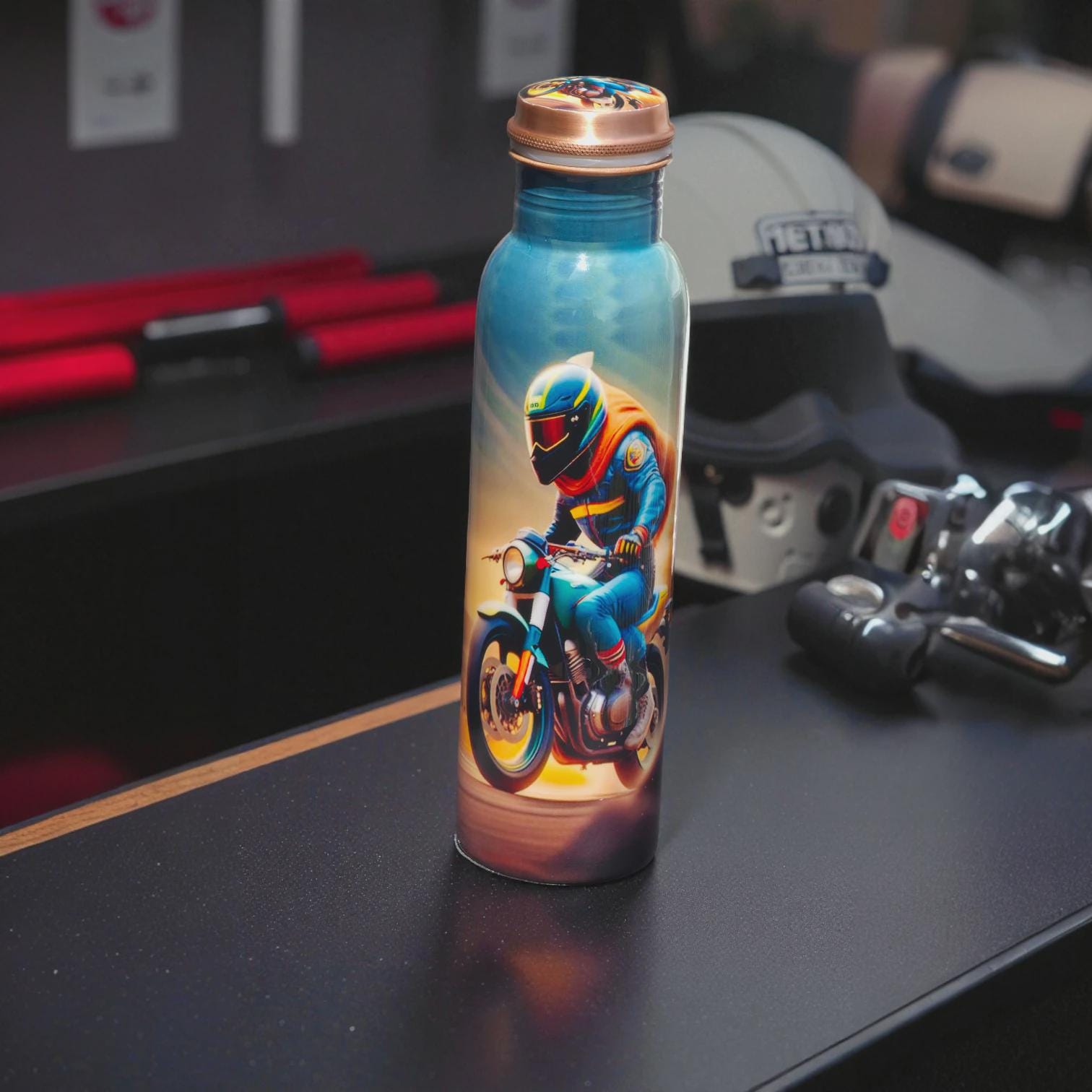 Pure Copper Water Bottles: Ayurvedic Wellness Street Art Design