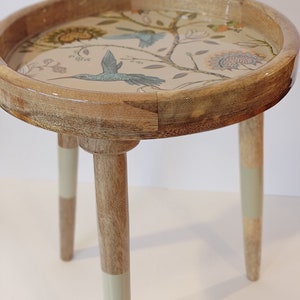 Unique Side Table Epoxy Resin Mango Wood Indoor Luxury Humming Birds Colourful Love Birds Tropical Bird Vibe Inspired by Humming Birds