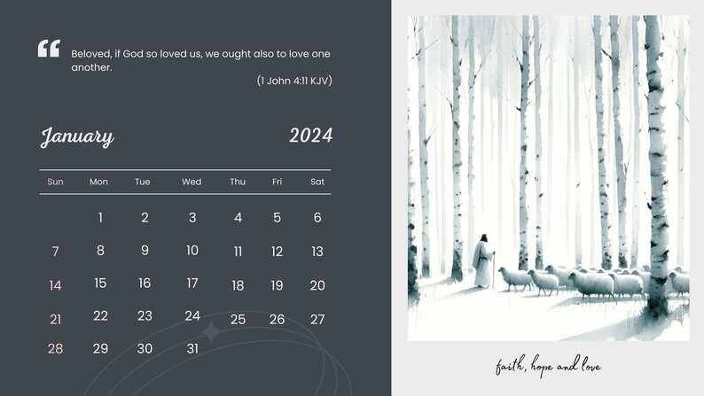 2024 Printable Calendar With Bible Digital Download High - Etsy Australia