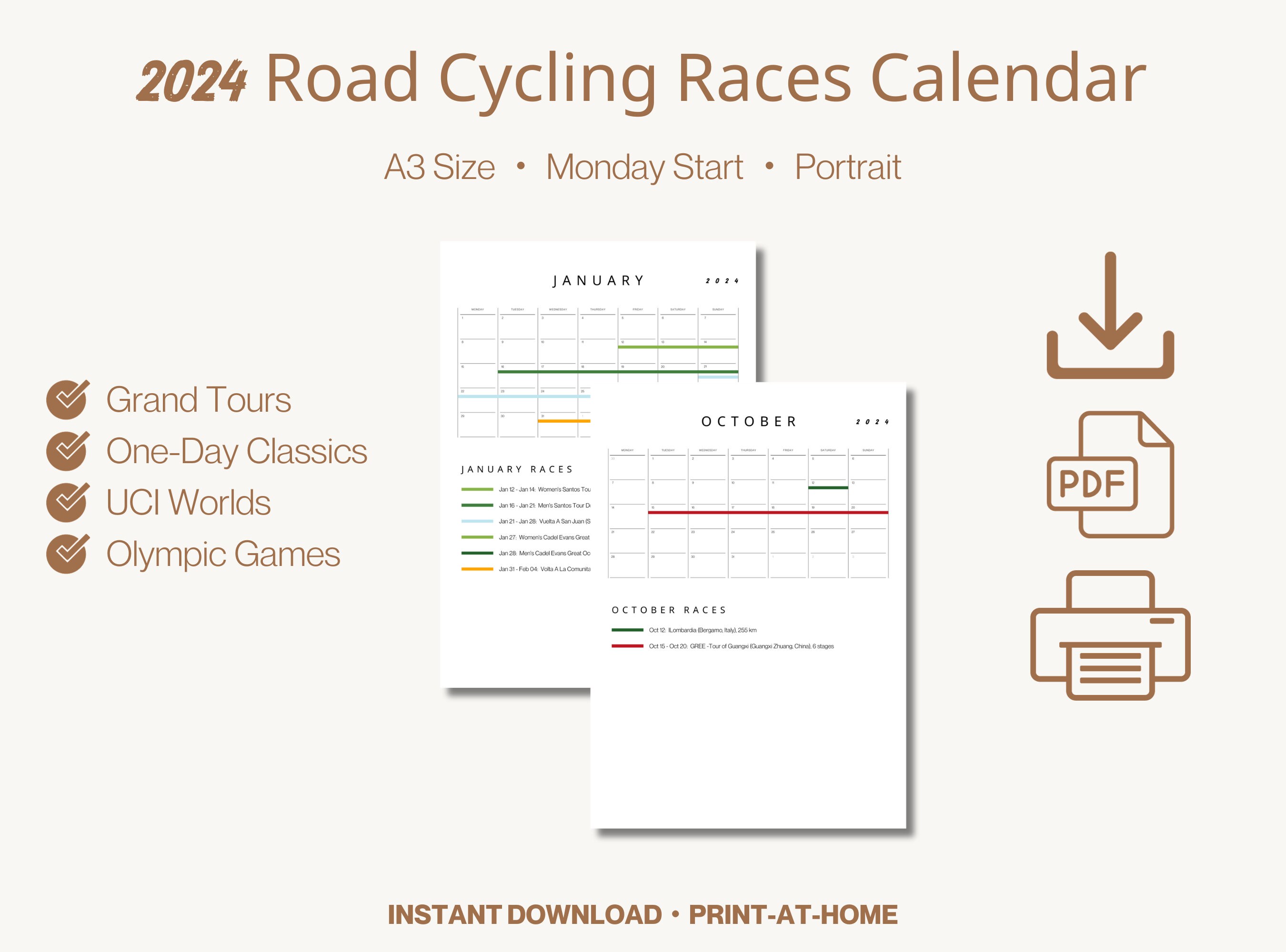 2024 Road Cycling Calendar men's & Women's Races, Grand Tours, Oneday