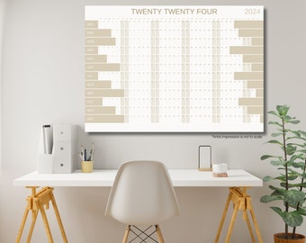2024 A0 A1 Giant Yearly Wall Calendar | Full Year Horizontal | Printable Hanging Calendar