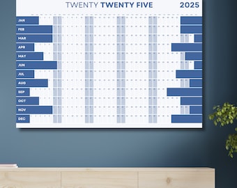 2025 Oversized Yearly Calendar (Pastel Blue, A0/A1 Size Poster, Whole Year, Downloadable)