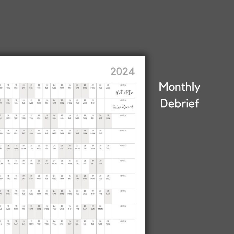 2024 Annual Work Calendar extra Large, Monochrome Wall Planner ...
