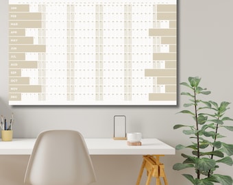 2026 Giant Yearly Wall Calendar (One Page Download, Printable Home Planner, Minimalist Neutral Theme)