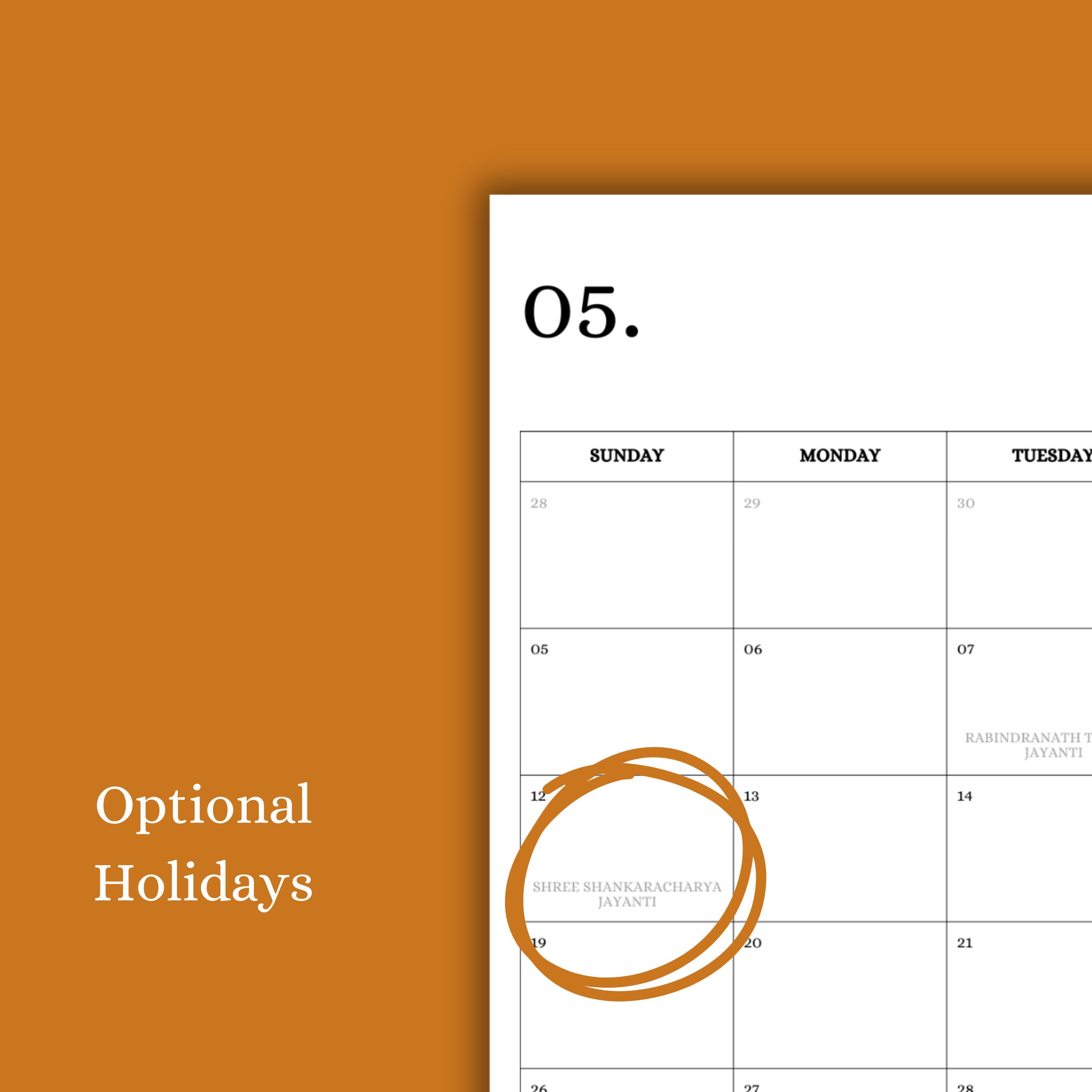 2024 Indian National Calendar sanskrit Months, Public Holidays