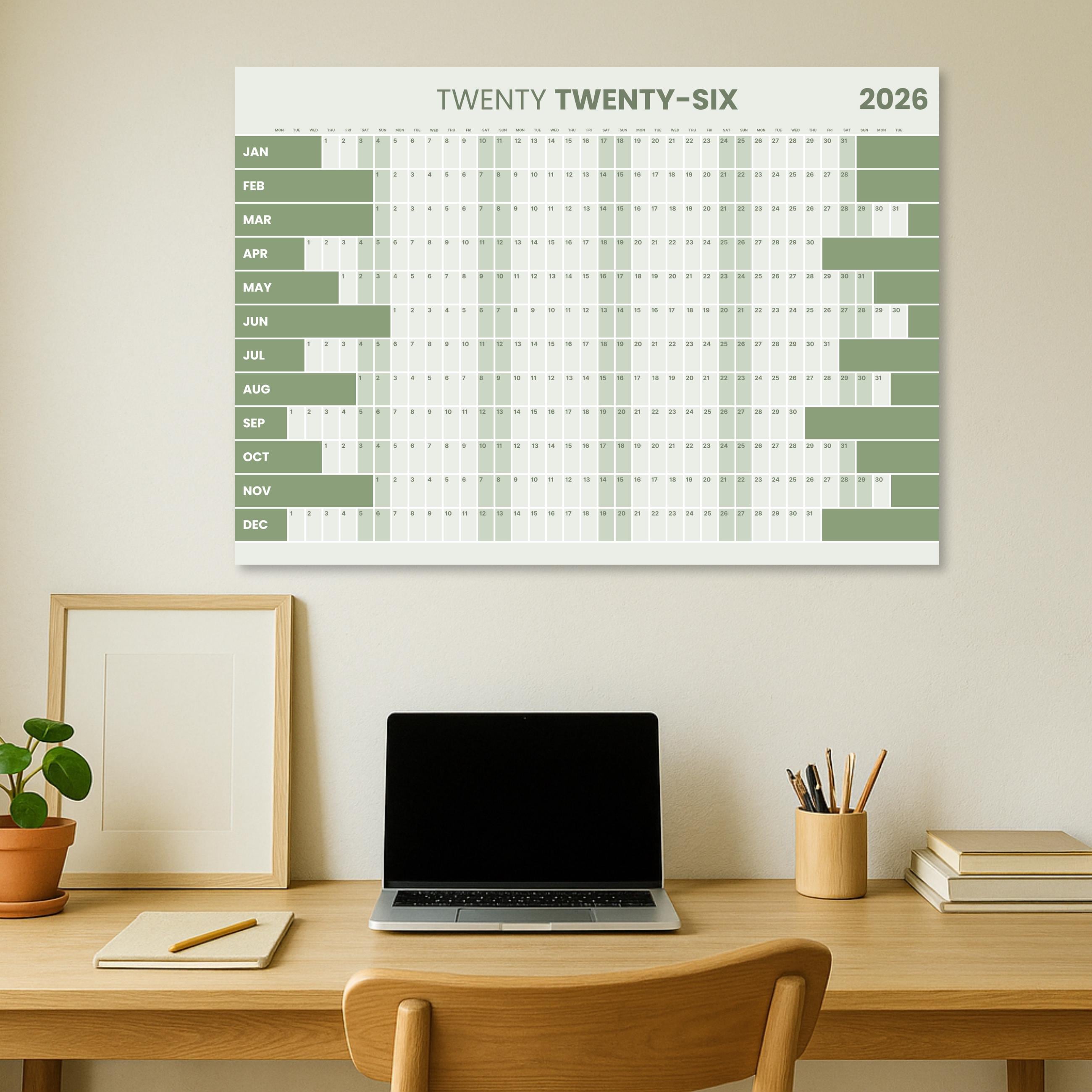Uitwisbare Whiteboard Kalender 2026 Voor Aan De Muur