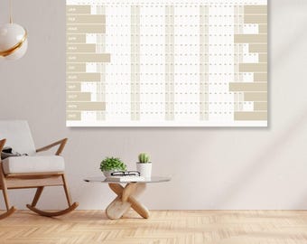 2027 Giant Yearly Wall Calendar (One Page Download, Printable Home Planner, Minimalist Neutral Theme)