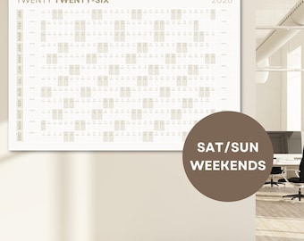 2026 Office Yearly Calendar (Horizontal Work Planner, A0/A1 Landscape, Neutral Colours, Classic Style)
