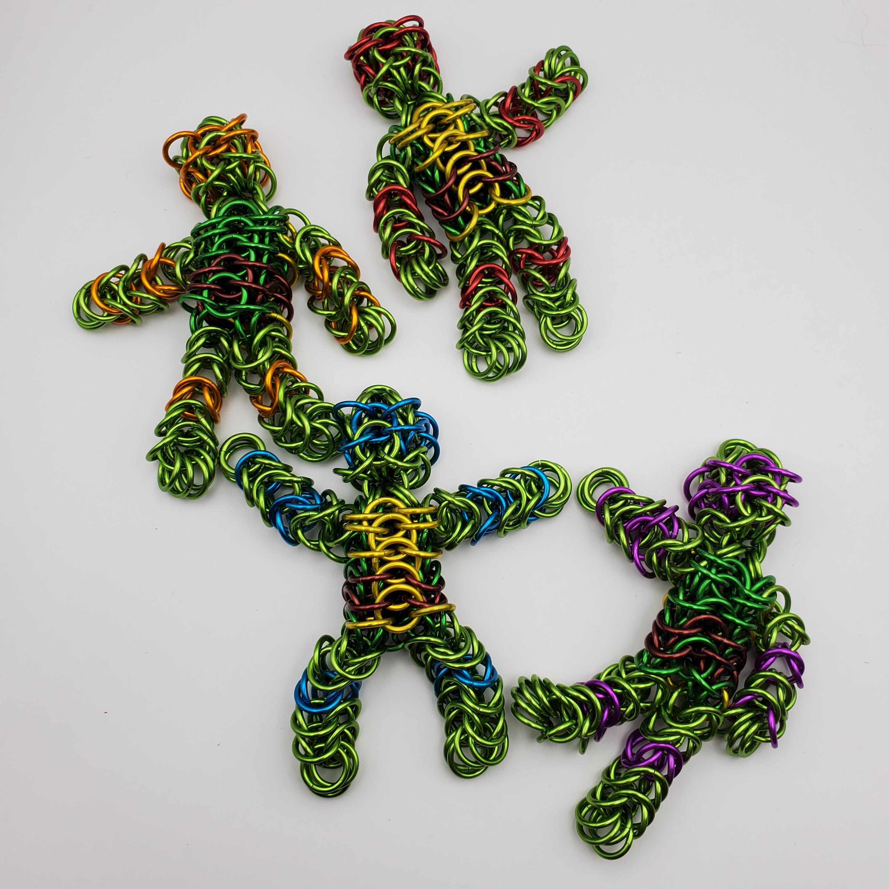 Wobbles - Chainmail Fidget Toy - Metal Keychain - Ragdoll Stick Figure - Christmas Tree Ornament - Characters and Designs