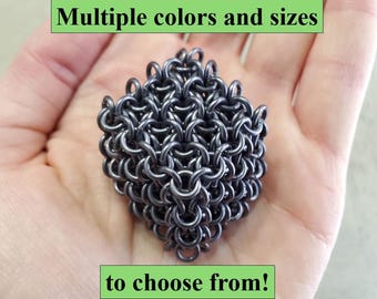 Jelly Cube - Chainmail Fidget Toy - Square Metal Trinket - Anodized Aluminum - Multiple Sizes and Colors