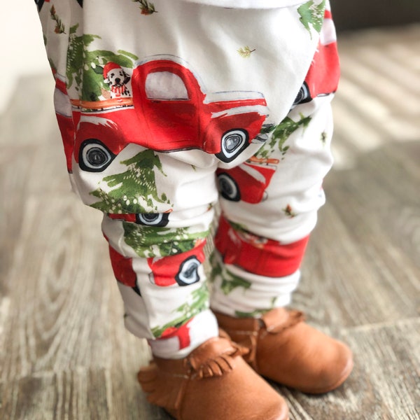 Baby Toddler Christmas Pants Harem Joggers, leggings, organic baby clothes, holiday pants, matching family pajamas, newborn hospital outfit