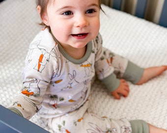 Easter Bunny Pajamas, Sibling matching pajamas baby boy baby girl infant newborn toddler kid pajamas, handmade pajamas, soft, BEST SELLING