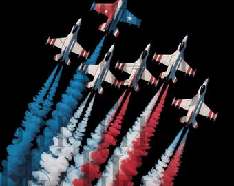 Aviones de combate del 4 de julio PNG: Clipart del orgullo estadounidense (Descarga digital)