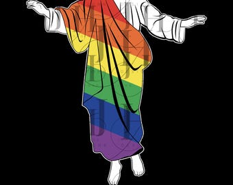 Lustiger Jesus Gay Pride PNG: Ah Men LGBT Design (Digitaler Download)