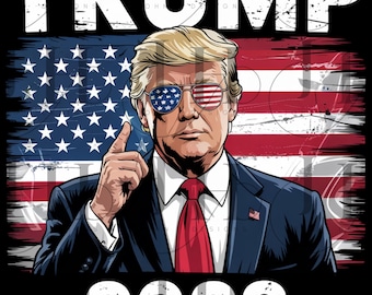 Trump 2028 PNG File: Patriotic American Flag Design (Digital Download)