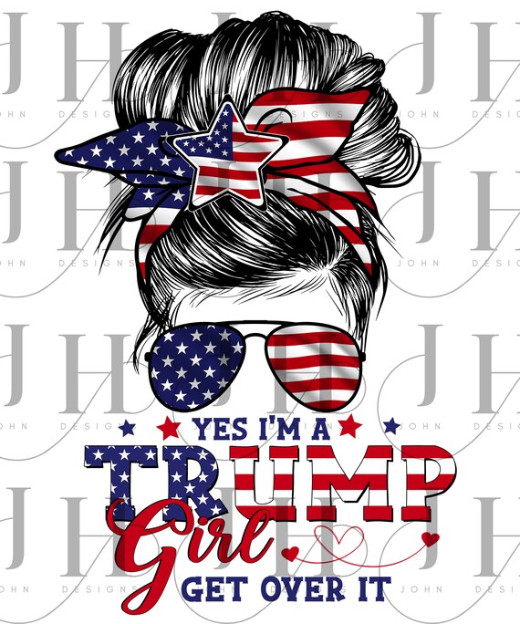 Patriotic Trump Girl PNG File: American Flag Bandana  display picture 2