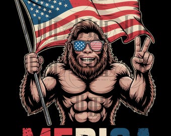 Bigfoot 4 de julio PNG: Diseño patriótico del Día de la Independencia de Estados Unidos (Descarga digital)