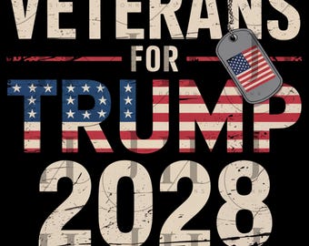 Veterans for Trump 2028 PNG File: Patriotic Design (Digital Download)