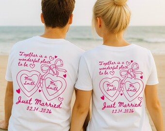 Custom Just Married PNG | Newlywed Couple Shirt, ( Digital Download)