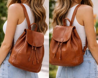Vintage 90s Coach British Tan Back Sac Backpack \ Made in USA 