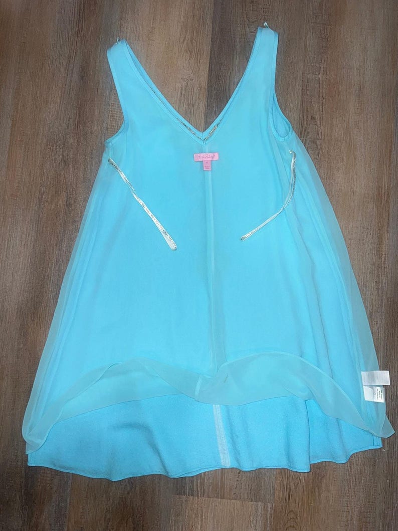 Lilly Pulitzer Turquoise Embellished Mini Dress XS Sleeveless Beaded Shift Dress image 6
