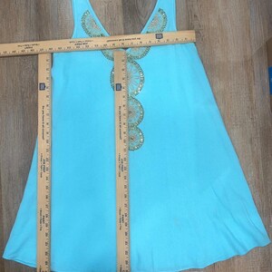 Lilly Pulitzer Turquoise Embellished Mini Dress XS Sleeveless Beaded Shift Dress image 4