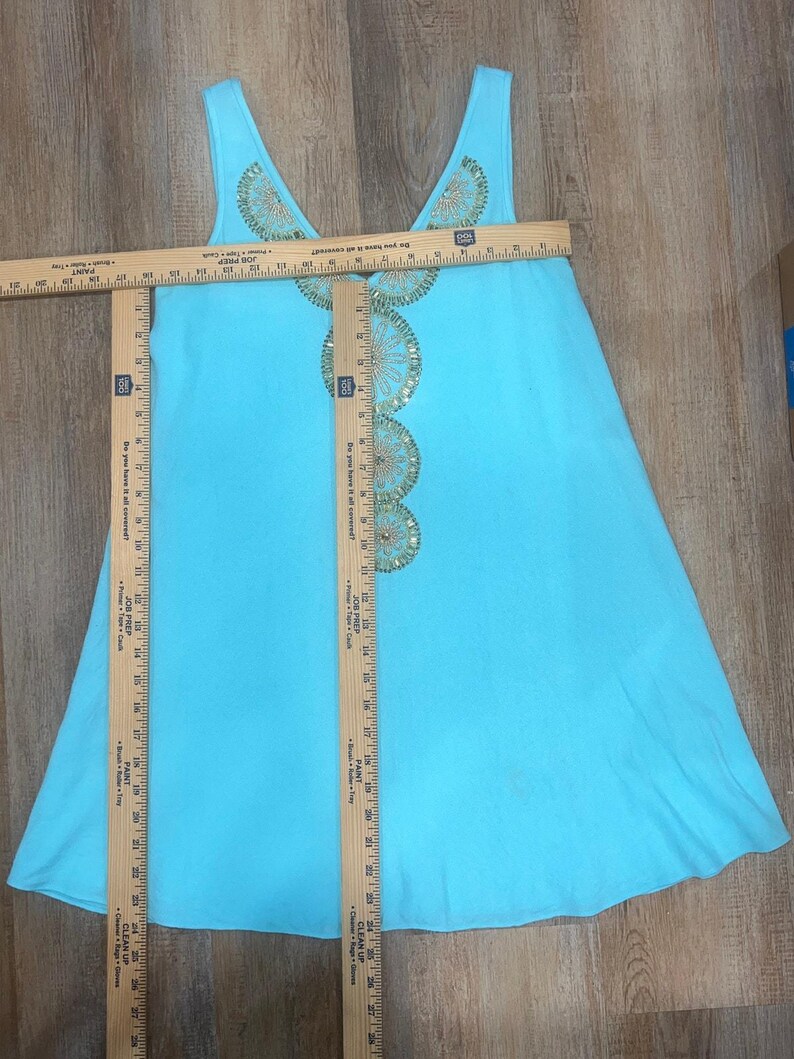 Lilly Pulitzer Turquoise Embellished Mini Dress XS Sleeveless Beaded Shift Dress image 4