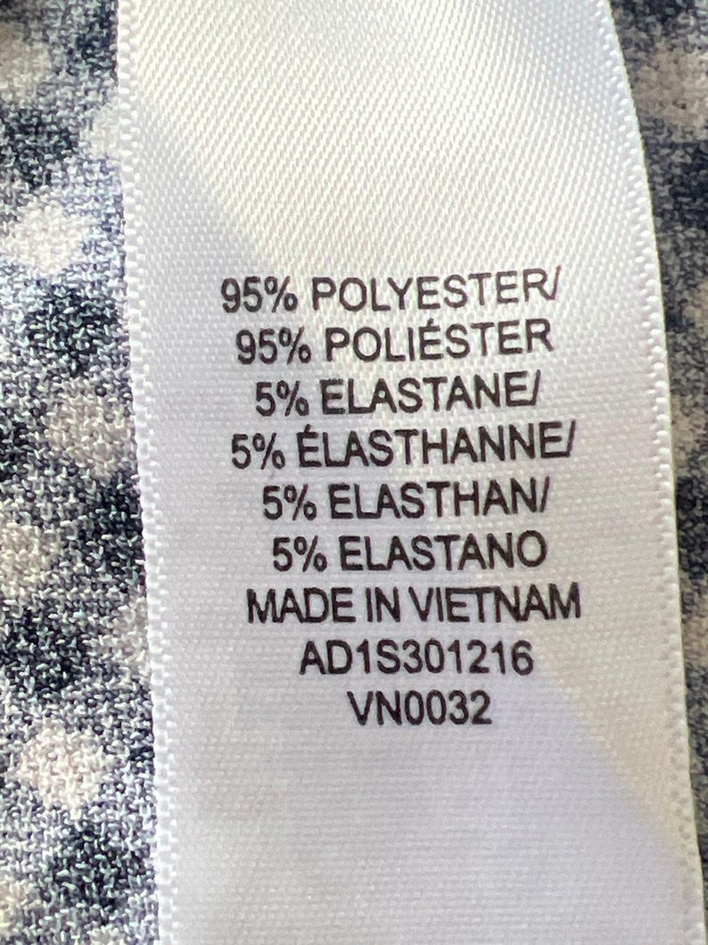 Adrianna Papell Blue & White Check Ruffle Short Sleeve Blouse Size L imagem 3