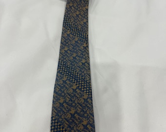 Vintage Marshall Field & Co. Gold and Blue Silk Neck Tie