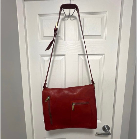 Red  Leather computer bag Vera Pelle VINTAGE BAG