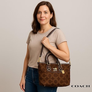 Coach Madison Sabrina Op Art Satchel/Shoulder Bag – Brown
