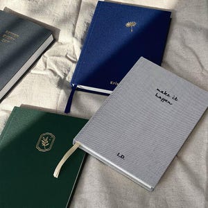 Personalized Fabric Notebook: Minimalist A5 Journal, Custom Embossed Name
