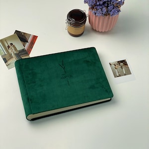 Geschenk zum Hochzeitstag, Smaragdgrünes Velours-Fotoalbum, selbstklebendes Fotoalbum, personalisiertes Vintage-Fotobuch, Geschenk zum Muttertag Bild 4