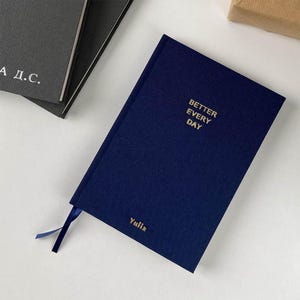 Custom Name Notebook – Fabric Journal – Personalized Gift for Women – Hardcover Linen Diary – Minimalist Stationery
