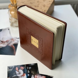Libro de visitas de cuero grabado personalizado, álbum conmemorativo, recuerdo artesanal, álbum de recortes personalizado, regalo ecológico