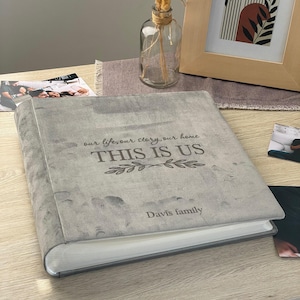 Velour Family Photo Album - Wedding Gift, Anniversary Scrapbook Album, Large Traditional Book Bound Photo Album, Family Travel Album
