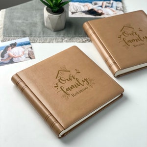 Album photo en cuir, Album de mariage gravé, Carnet de voyage personnalisé, Scrapbooking respectueux de l'environnement, Cadeau personnalisé pour femme, Album en cuir écologique