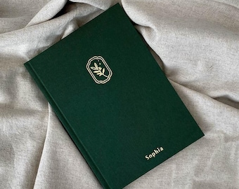 Gepersonaliseerde linnen notitieboekje – gepersonaliseerd dagboek met reliëf, handgemaakt