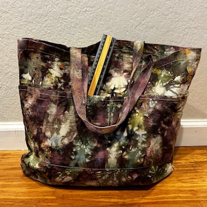Ice Dyed Cotton Tote Bag: Handmade Reusable Market Bag