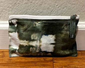 Bolsa de viaje reutilizable de lona con cremallera teñida a mano