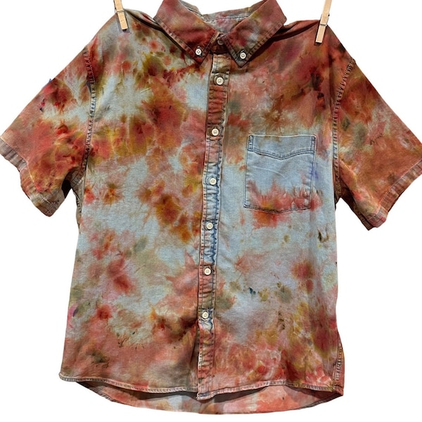 OOAK Ice Dyed Jean Shirt  | Individually Tie Dyed | Hand Dyed | Tie Dye | Tie Dye Jean T-shirt |One of a Kind | Cowboy | Country | Unique