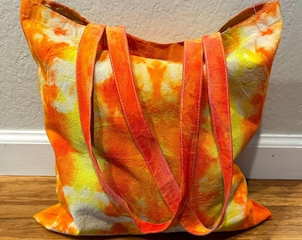 Hand-Dyed Cotton Tote Bag | Reusable Tie Dye Market Bag | Ice Dyed Tote Bag | Gifts | Holidays | OOAK | Unquie | Reusable