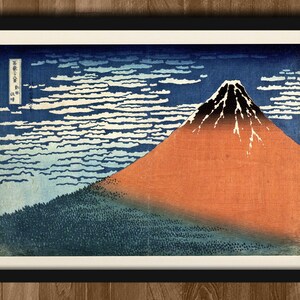 Framed Hokusai, Mount Fuji in Clear Weather, 1830