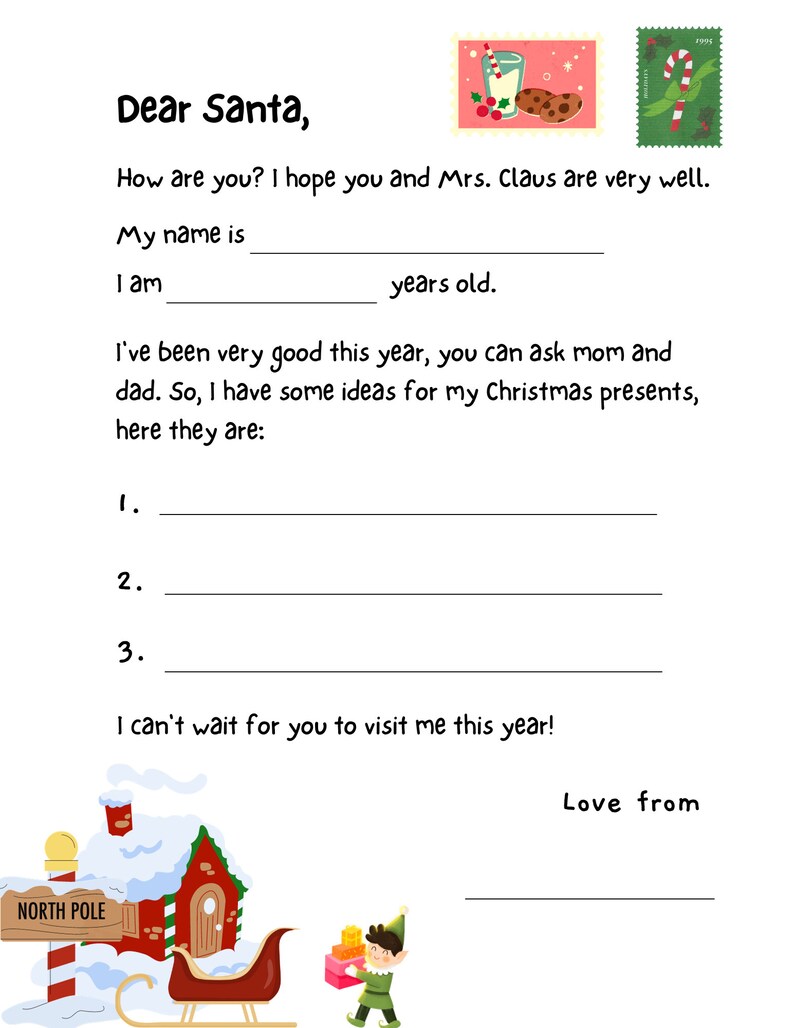 Printable Santa Letters Digital Download - Etsy