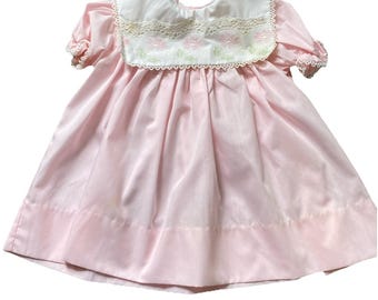 Robe vintage Toddle Tyke 2T brodée de fleurs roses Cottage Core fabriquée aux États-Unis